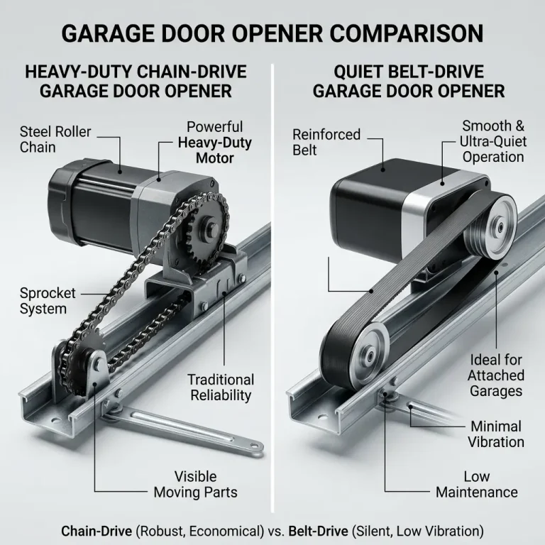 Comparison of chain-drive and belt-drive garage door openers